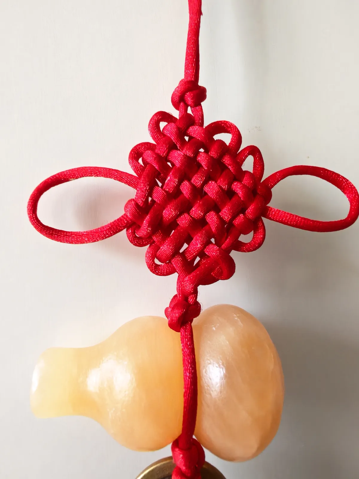 Handcrafted Imperial Five Coins Feng Shui Tassel with Yellow Jade Gourd – Earth Element Wealth & Protection Hanging Decor (40cm) thumbnail 4