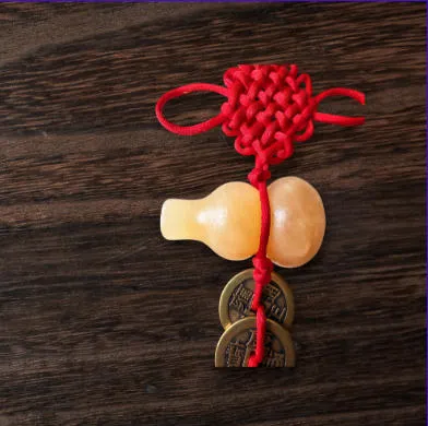 Handcrafted Imperial Five Coins Feng Shui Tassel with Yellow Jade Gourd – Earth Element Wealth & Protection Hanging Decor (40cm) thumbnail 5