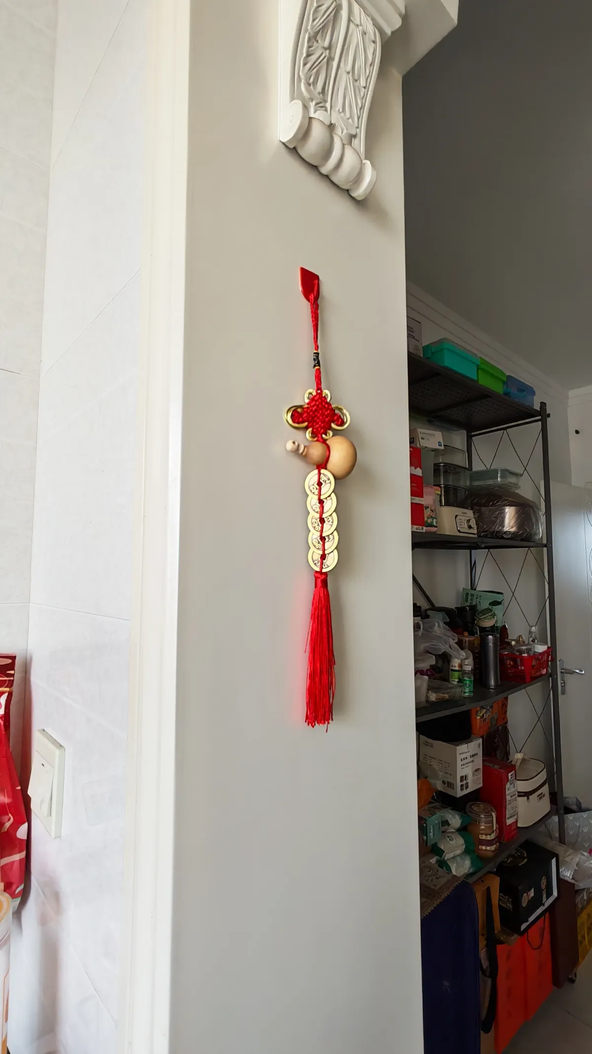 Handcrafted Natural Wood Gourd Feng Shui Tassel with Five Emperor Coins – Wood Element Healing & Longevity Wall Hanging Decor (40cm) image 1