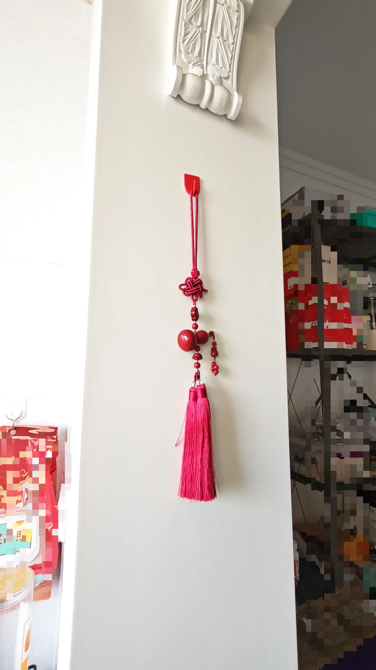 Handcrafted Purple Golden Cinnabar Gourd Feng Shui Tassel – Fire Element Protection & Abundance Car & Home Hanging Decor (40cm) image 1