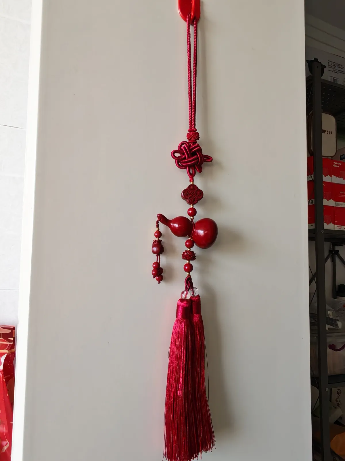 Handcrafted Purple Golden Cinnabar Gourd Feng Shui Tassel – Fire Element Protection & Abundance Car & Home Hanging Decor (40cm) thumbnail 3