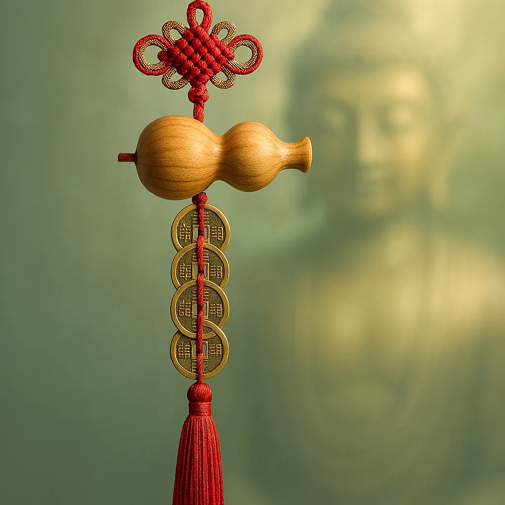 Handcrafted Natural Wood Gourd Feng Shui Tassel | Wood Element Growth & Harmony Decor
